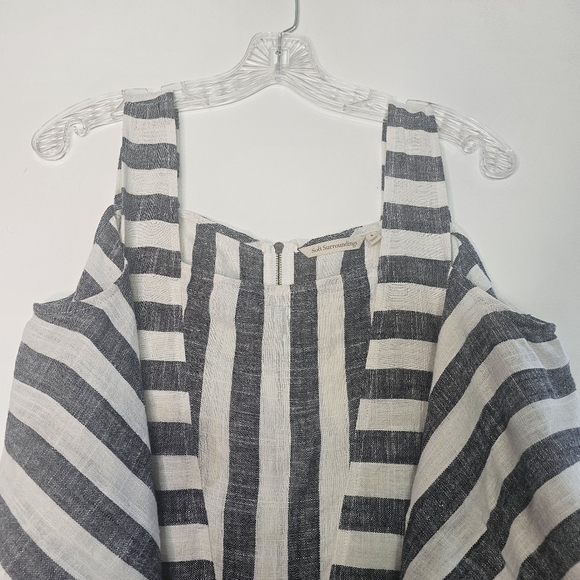 Soft Surroundings Women's Sunset Striped Cold Shoulder Linen Tunic sz Small - Picture 6 of 14
